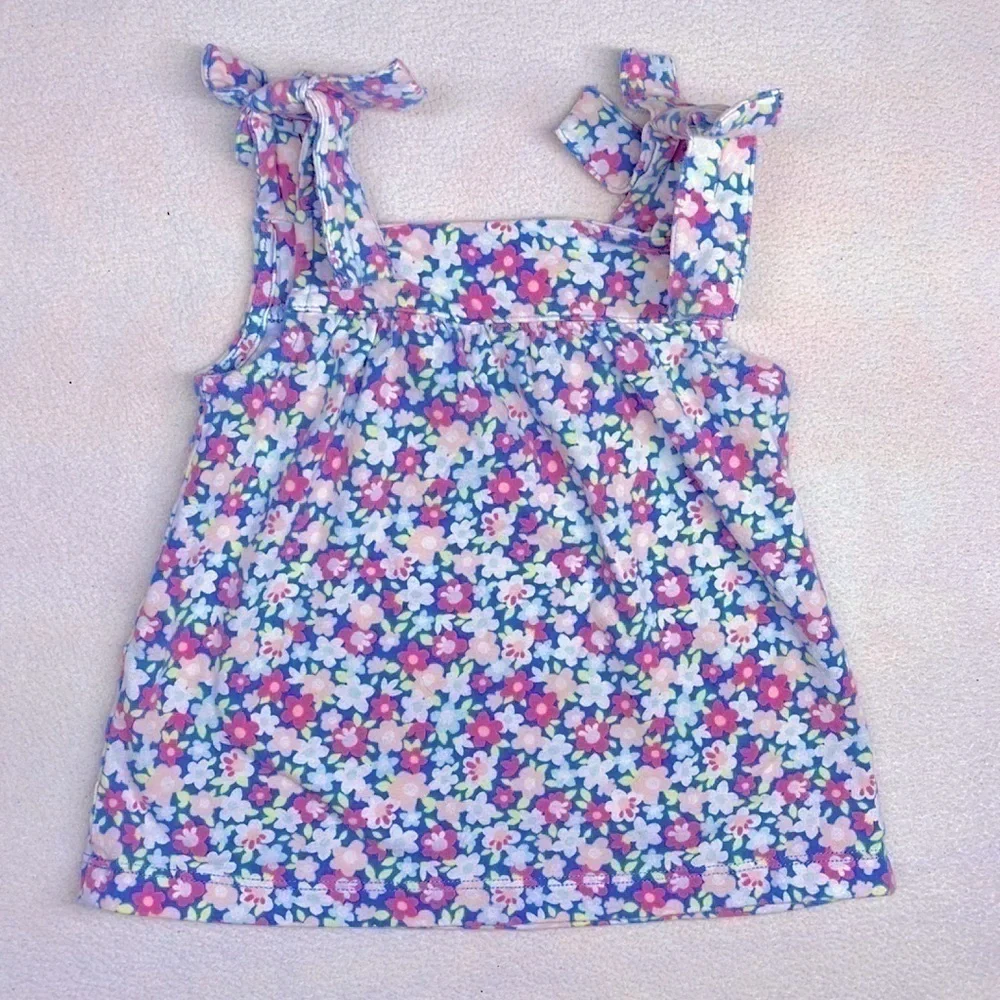 🟢 Carters Floral Bow Tank Top Baby 12 month